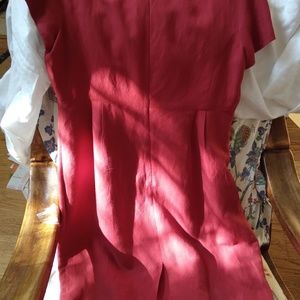 Red Linen Ann Taylor party dress, lined.